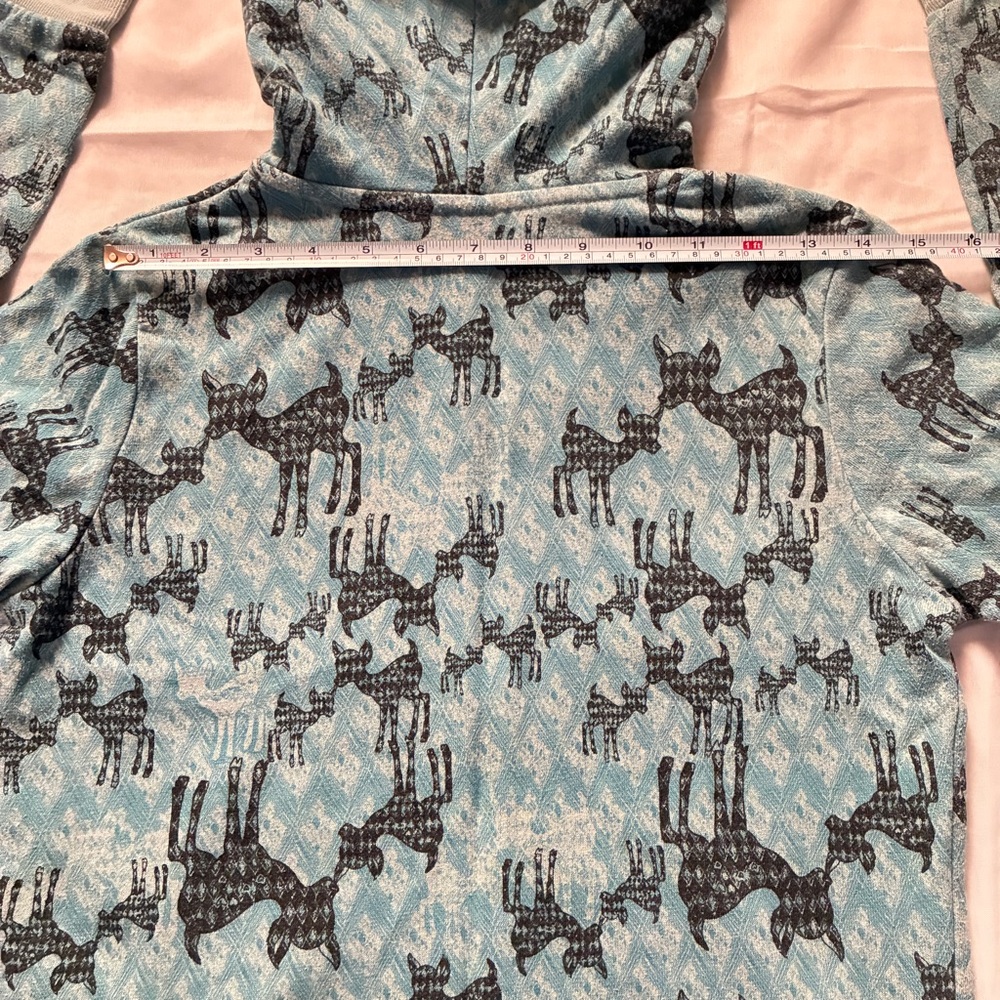 Uniqlo Ivana Helsinki Womens Hoodie Blue Full Zip Black Deer Print Size M - Picture 7 of 8